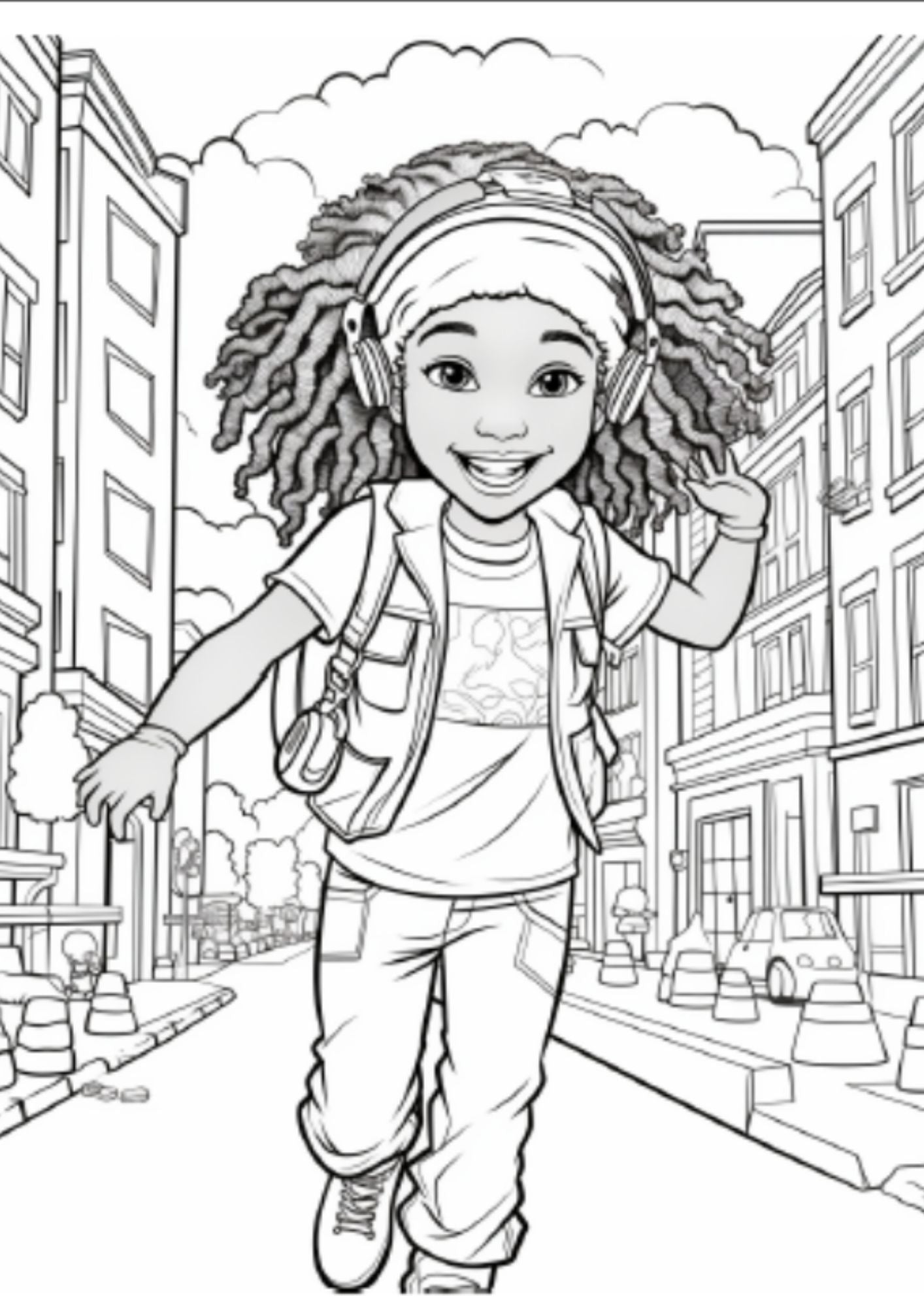 Beautiful Black Girl Coloring Book - 100 pages