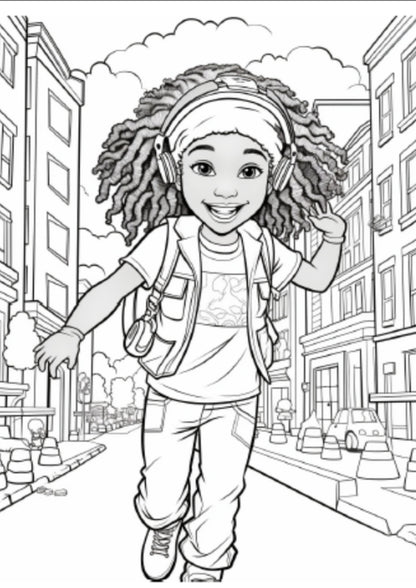 Beautiful Black Girl Coloring Book - 100 pages