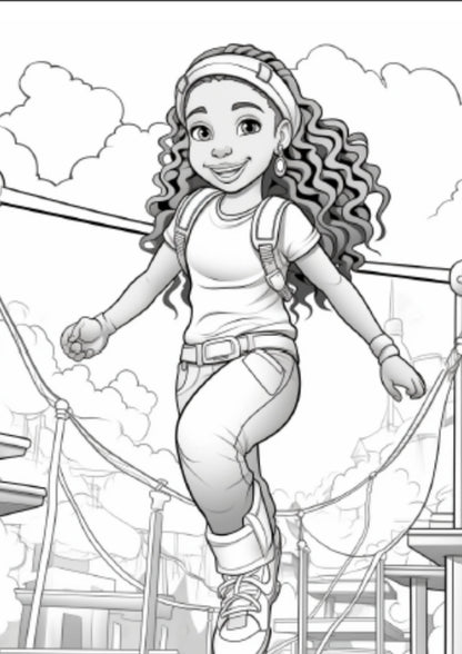 Beautiful Black Girl Coloring Book - 50 Pages