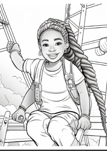 Beautiful Black Girl Coloring Book - 100 pages