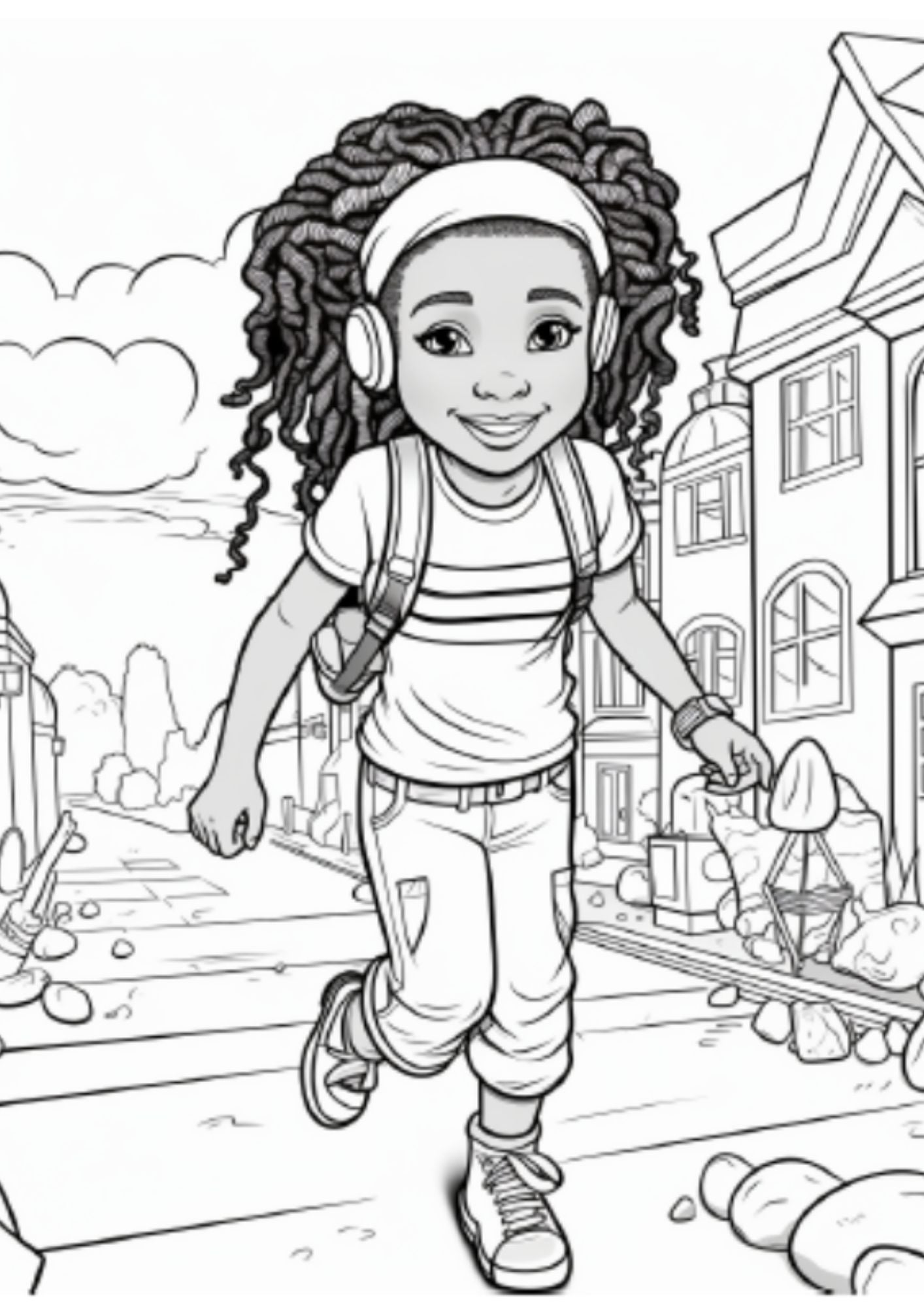 Beautiful Black Girl Coloring Book - 100 pages
