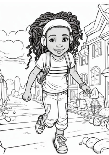 Beautiful Black Girl Coloring Book - 50 Pages